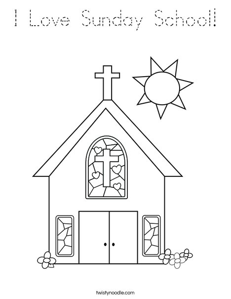 Church with Stained Glass Window Coloring Page