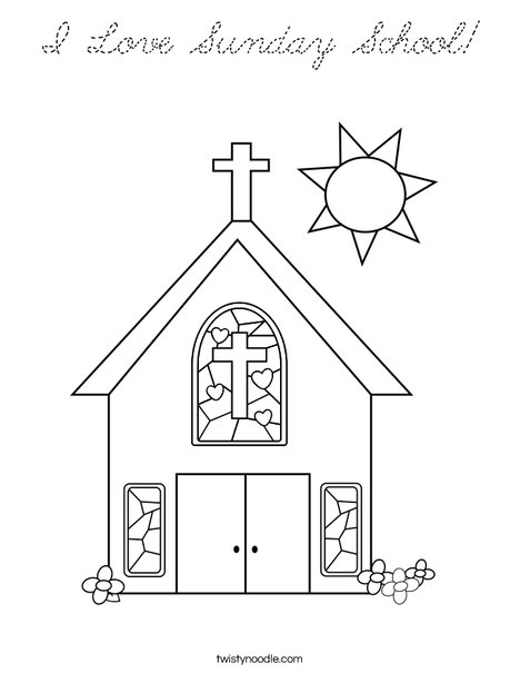 Church with Stained Glass Window Coloring Page