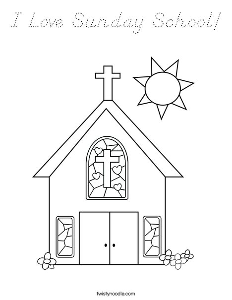 Church with Stained Glass Window Coloring Page
