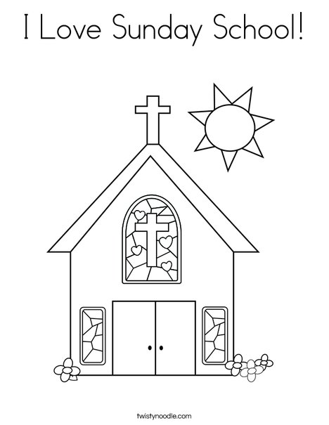 Church with Stained Glass Window Coloring Page
