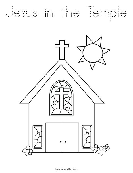Church with Stained Glass Window Coloring Page