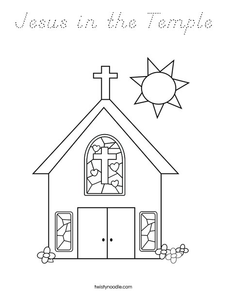 Church with Stained Glass Window Coloring Page