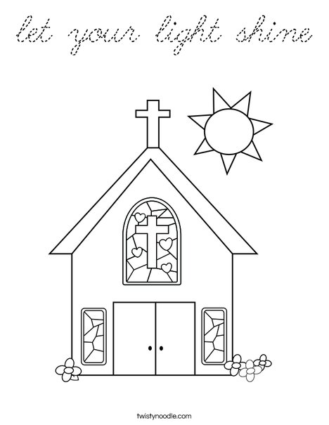 Church with Stained Glass Window Coloring Page