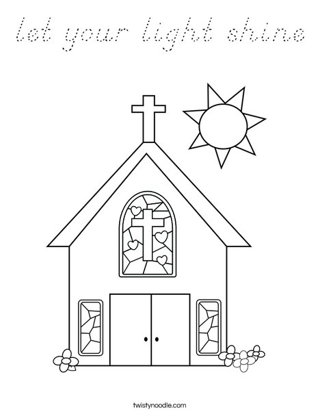Church with Stained Glass Window Coloring Page