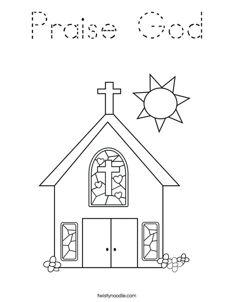 Church with Stained Glass Window Coloring Page