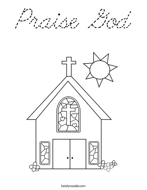 Church with Stained Glass Window Coloring Page