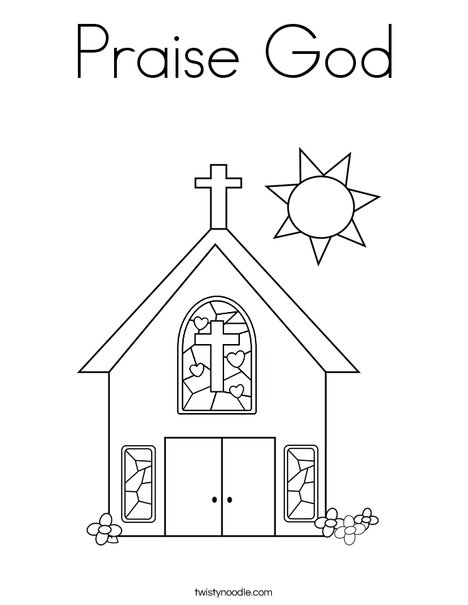 Church with Stained Glass Window Coloring Page