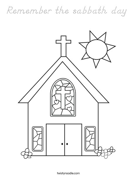 Church with Stained Glass Window Coloring Page