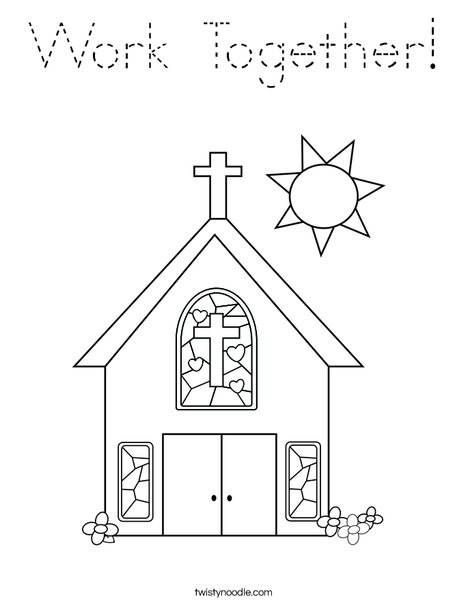 Church with Stained Glass Window Coloring Page