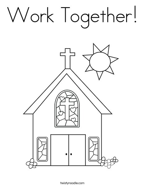 Church with Stained Glass Window Coloring Page