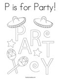 P is for Party Coloring Page