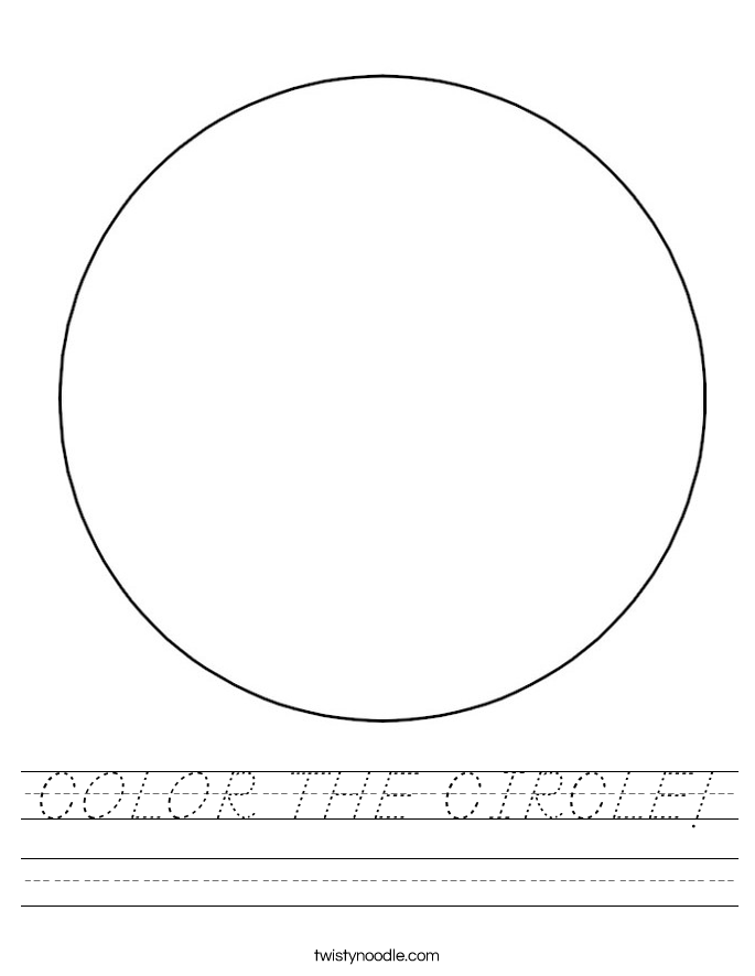 COLOR THE CIRCLE Worksheet - D'Nealian - Twisty Noodle