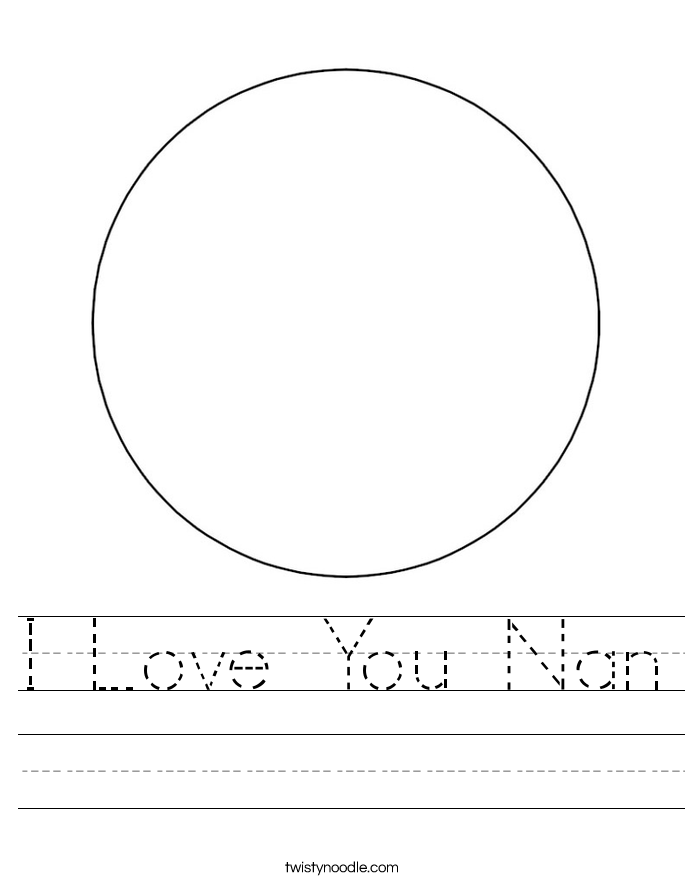 I Love You Nan Worksheet