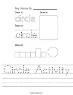 Circle Activity Handwriting Sheet