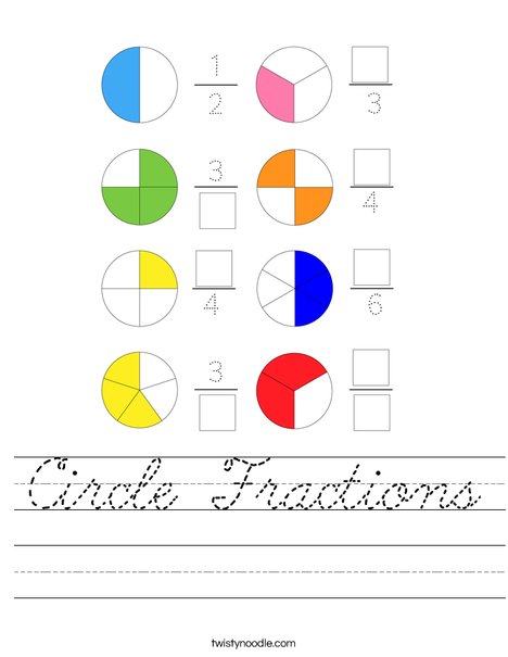 Circle Fractions Worksheet