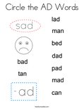Circle the AD Words Coloring Page