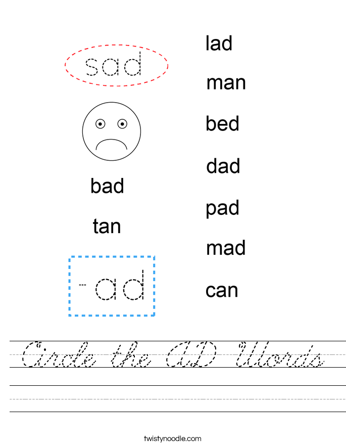 Circle the AD Words Worksheet