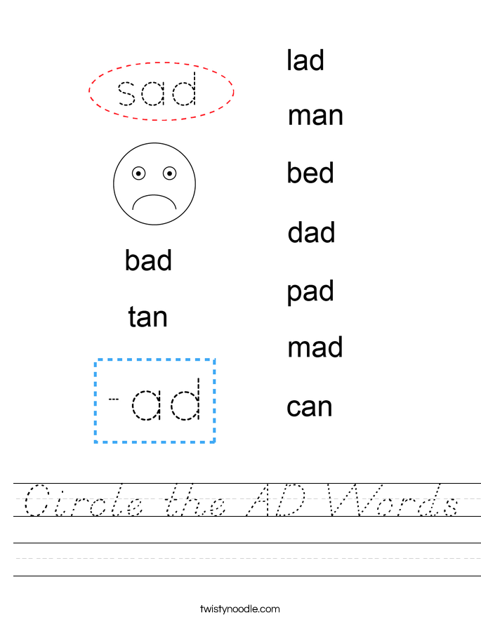Circle the AD Words Worksheet