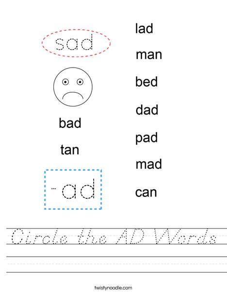 Circle the AD Words Worksheet