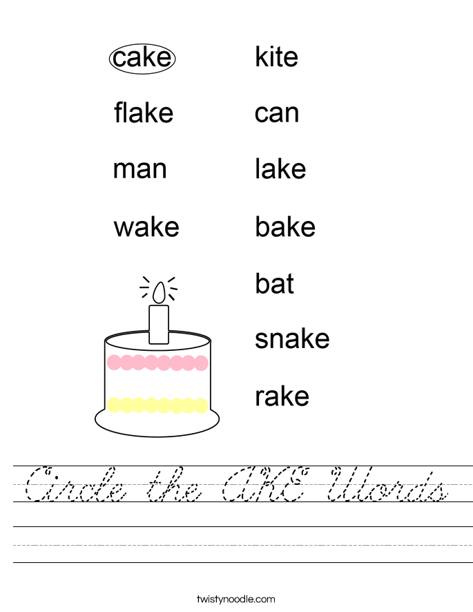Circle the AKE Words Worksheet