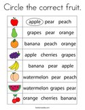 Circle the correct fruit Coloring Page