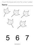 Count the leaves and circle the correct number. Coloring Page