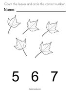 Count the leaves and circle the correct number Coloring Page
