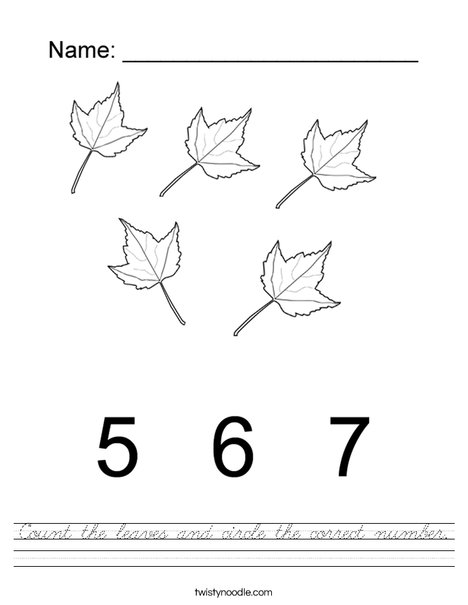 Circle the correct number of leaves Worksheet