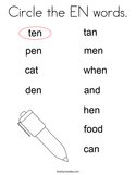 Circle the EN words Coloring Page
