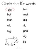 Circle the IG words Coloring Page