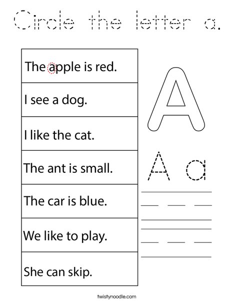 Circle the letter a. Coloring Page