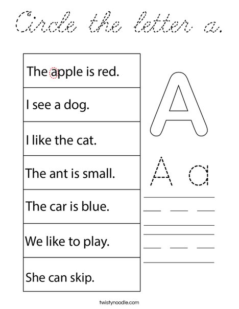 Circle the letter a. Coloring Page
