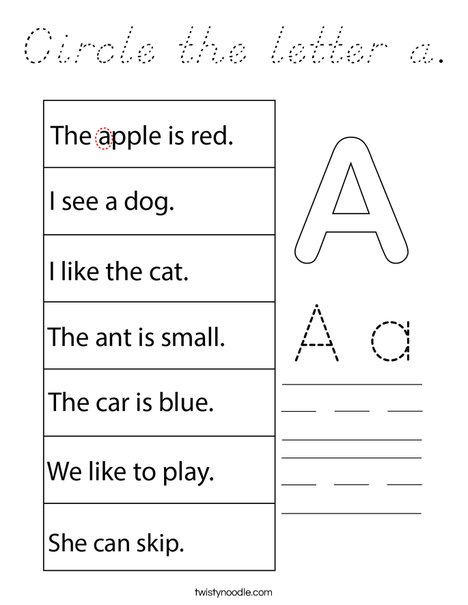 Circle the letter a. Coloring Page