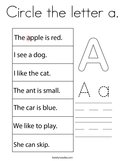 Circle the letter a Coloring Page