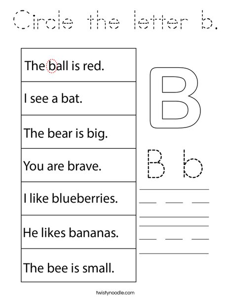 Circle the letter b. Coloring Page