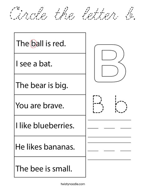Circle the letter b. Coloring Page