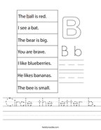 Circle the letter b Handwriting Sheet