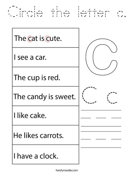 Circle the letter c. Coloring Page