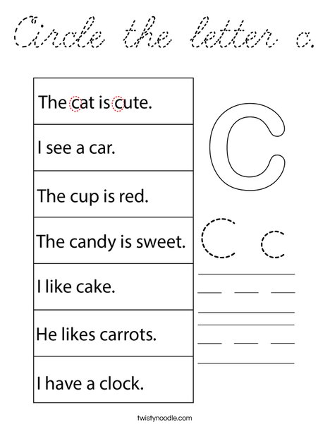 Circle the letter c. Coloring Page