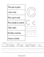 Circle the letter c Handwriting Sheet