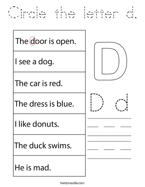 Circle the letter d. Coloring Page
