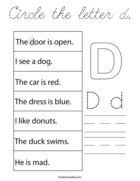 Circle the letter d. Coloring Page