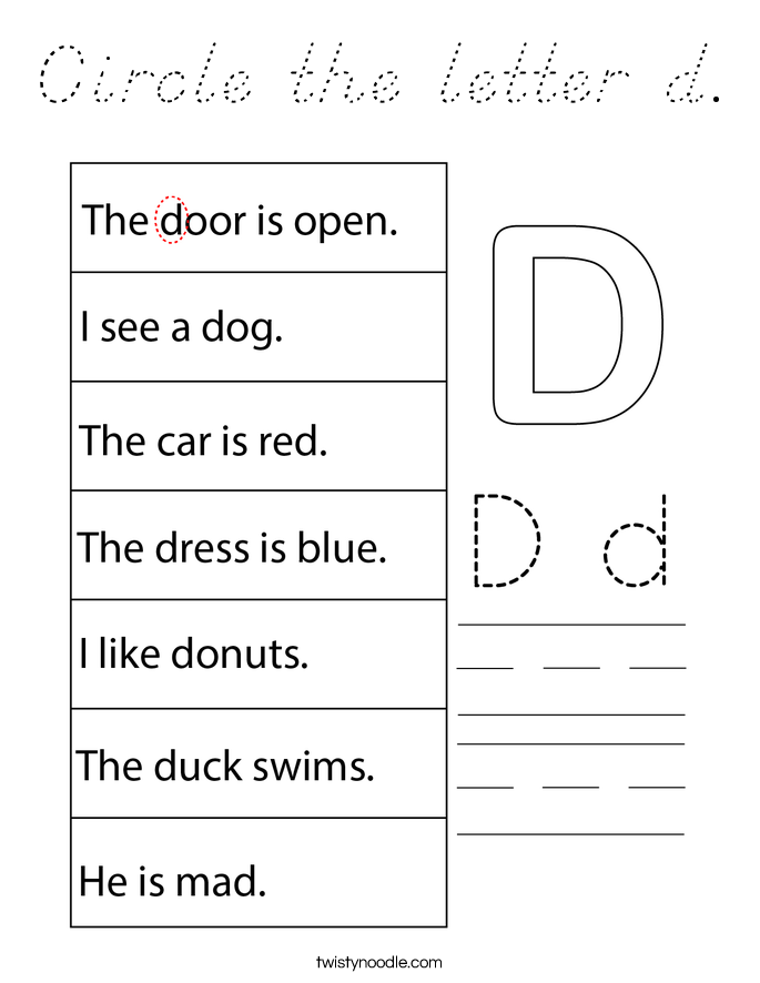 Circle the letter d. Coloring Page