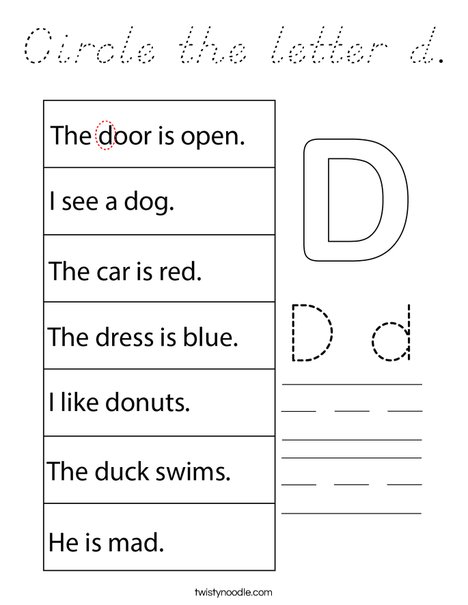 Circle the letter d. Coloring Page