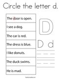 Circle the letter d Coloring Page
