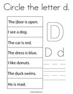 Circle the letter d Coloring Page