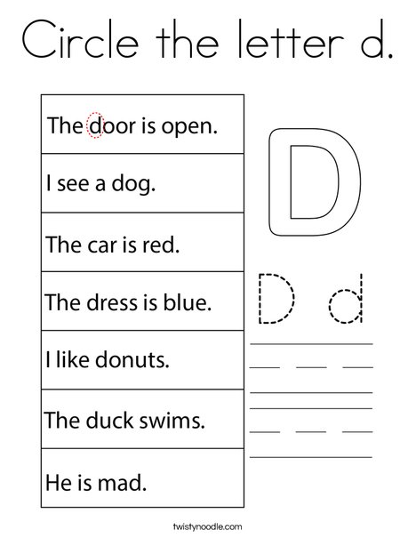 Circle the letter d. Coloring Page