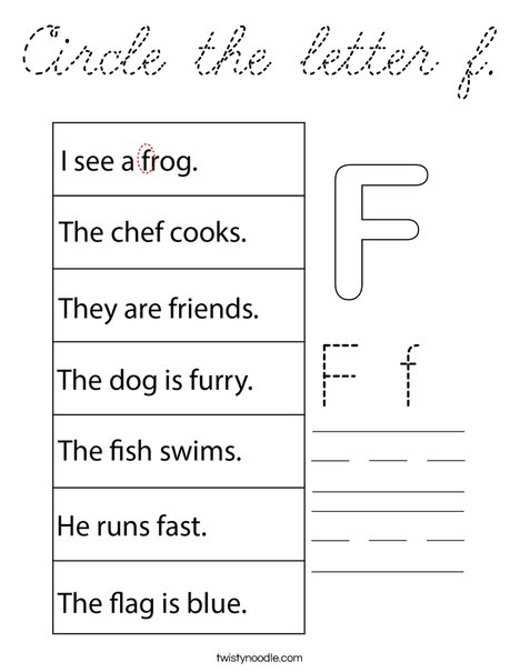 Circle the letter f. Coloring Page