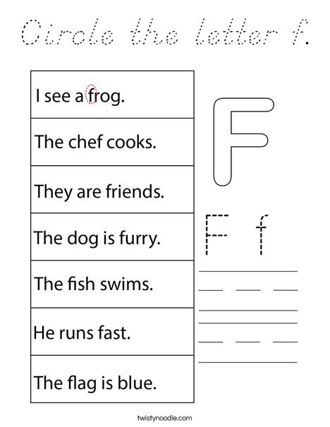 Circle the letter f. Coloring Page