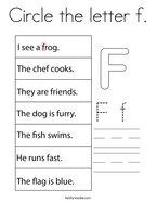 Circle the letter f Coloring Page
